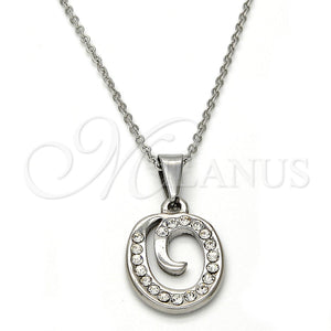 Stainless Steel Necklace — Pendant Necklace Initials and Rolo Design with White — main product view — SKU 108116 | Acero Inoxidable collar — Pendant Necklace Initials and Rolo diseño with blanco — SKU 108116