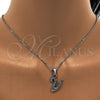 Stainless Steel Pendant Necklace, Initials and Rolo Design, with White Crystal, Polished, Steel Finish, 04.238.0028.18 (01 MM Thickness, 18 Inches Length)