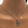 Stainless Steel Pendant Necklace, Initials and Rolo Design, with White Crystal, Polished, Steel Finish, 04.238.0028.18 (01 MM Thickness, 18 Inches Length)