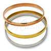 Stainless Steel Trio Bangle, Polished, Tricolor, 07.244.0001.04 (05 MM Thickness, Size 4 (2.25 Diameter))