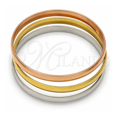 Stainless Steel Trio Bangle, Polished, Tricolor, 07.244.0001.04 (05 MM Thickness, Size 4 (2.25 Diameter))