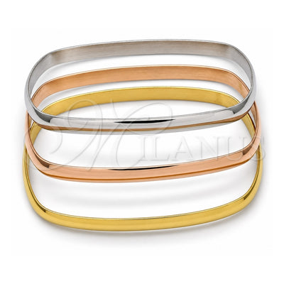 Stainless Steel Trio Bangle, Polished, Tricolor, 07.244.0007.06 (05 MM Thickness, Size 6 (2.75 Diameter))