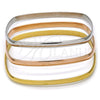 Stainless Steel Trio Bangle, Polished, Tricolor, 07.244.0007.06 (05 MM Thickness, Size 6 (2.75 Diameter))