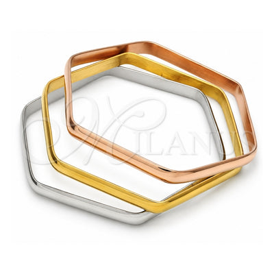 Stainless Steel Trio Bangle, Polished, Tricolor, 07.244.0006.06 (05 MM Thickness, Size 6 (2.75 Diameter))