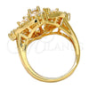 Oro Laminado Multi Stone Ring, Gold Filled Style with White Cubic Zirconia, Polished, Golden Finish, 01.210.0028.1.09 (Size 9)