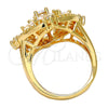 Oro Laminado Multi Stone Ring, Gold Filled Style with White Cubic Zirconia, Polished, Golden Finish, 01.210.0028.1.09 (Size 9)