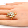 Oro Laminado Multi Stone Ring, Gold Filled Style with White Cubic Zirconia, Polished, Golden Finish, 01.210.0017.07 (Size 7)