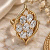 Oro Laminado Multi Stone Ring, Gold Filled Style with White Cubic Zirconia, Polished, Golden Finish, 01.210.0017.08 (Size 8)