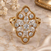 Oro Laminado Multi Stone Ring, Gold Filled Style Flower Design, with White Cubic Zirconia, Polished, Golden Finish, 01.210.0015.09 (Size 9)