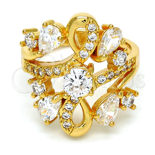 Gold Filled Ring — Multi Stone Ring Teardrop Design with White Cubic — main product view — SKU 108163 | Oro Laminado anillo — Multi Stone Ring Teardrop diseño with blanco Cubic — SKU 108163