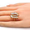 Oro Laminado Multi Stone Ring, Gold Filled Style with White Cubic Zirconia, Polished, Golden Finish, 01.210.0044.08 (Size 8)