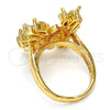 Oro Laminado Multi Stone Ring, Gold Filled Style with White Cubic Zirconia, Polished, Golden Finish, 01.210.0044.08 (Size 8)