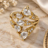 Oro Laminado Multi Stone Ring, Gold Filled Style Teardrop Design, with White Cubic Zirconia, Polished, Golden Finish, 01.210.0006.08 (Size 8)