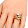 Oro Laminado Multi Stone Ring, Gold Filled Style Teardrop Design, with White Cubic Zirconia, Polished, Golden Finish, 01.210.0006.09 (Size 9)