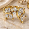 Oro Laminado Multi Stone Ring, Gold Filled Style Butterfly Design, with White Cubic Zirconia, Polished, Golden Finish, 01.210.0005.07 (Size 7)