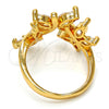 Oro Laminado Multi Stone Ring, Gold Filled Style Butterfly Design, with White Cubic Zirconia, Polished, Golden Finish, 01.210.0005.08 (Size 8)