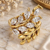 Oro Laminado Multi Stone Ring, Gold Filled Style Leaf Design, with White Cubic Zirconia, Polished, Golden Finish, 01.210.0008.09 (Size 9)