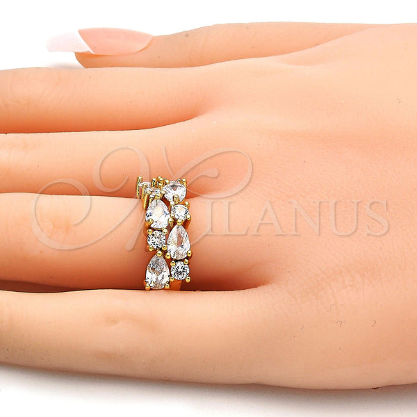 Gold Filled Ring — Multi Stone Ring Teardrop Design with White Cubic — alternate product view — SKU 108212 | Oro Laminado anillo — Multi Stone Ring Teardrop diseño with blanco Cubic — SKU 108212