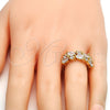 Oro Laminado Multi Stone Ring, Gold Filled Style Teardrop Design, with White Cubic Zirconia, Polished, Golden Finish, 01.210.0004.08 (Size 8)