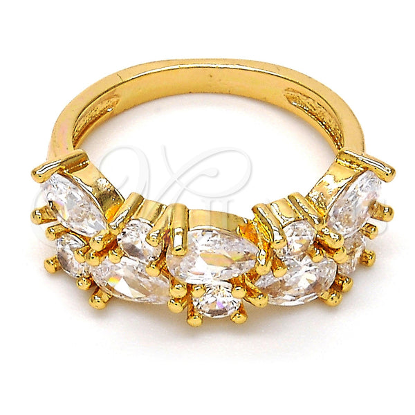 Gold Filled Ring — Multi Stone Ring Teardrop Design with White Cubic — main product view — SKU 108212 | Oro Laminado anillo — Multi Stone Ring Teardrop diseño with blanco Cubic — SKU 108212