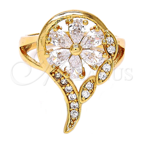 Gold Filled Ring — Multi Stone Ring Flower and Teardrop Design with — main product view — SKU 108223 | Oro Laminado anillo — Multi Stone Ring flor and Teardrop diseño with — SKU 108223