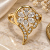 Oro Laminado Multi Stone Ring, Gold Filled Style Flower and Teardrop Design, with White Cubic Zirconia, Polished, Golden Finish, 01.210.0010.08 (Size 8)