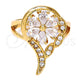 Oro Laminado Multi Stone Ring, Gold Filled Style Flower and Teardrop Design, with White Cubic Zirconia, Polished, Golden Finish, 01.210.0010.08 (Size 8)
