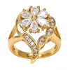 Oro Laminado Multi Stone Ring, Gold Filled Style Flower and Teardrop Design, with White Cubic Zirconia, Polished, Golden Finish, 01.210.0010.09 (Size 9)