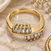 Oro Laminado Multi Stone Ring, Gold Filled Style with White Cubic Zirconia, Polished, Golden Finish, 01.210.0025.09 (Size 9)
