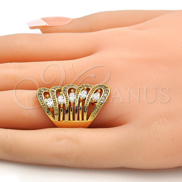Gold Filled Ring — Multi Stone Ring with White Cubic Zirconia and — alternate product view — SKU 108236 | Oro Laminado anillo — Multi Stone Ring with blanco Cubic Zirconia and — SKU 108236
