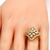 Oro Laminado Multi Stone Ring, Gold Filled Style with White Cubic Zirconia, Polished, Golden Finish, 01.210.0027.07 (Size 7)