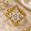 Oro Laminado Multi Stone Ring, Gold Filled Style with White Cubic Zirconia, Polished, Golden Finish, 01.210.0027.09 (Size 9)