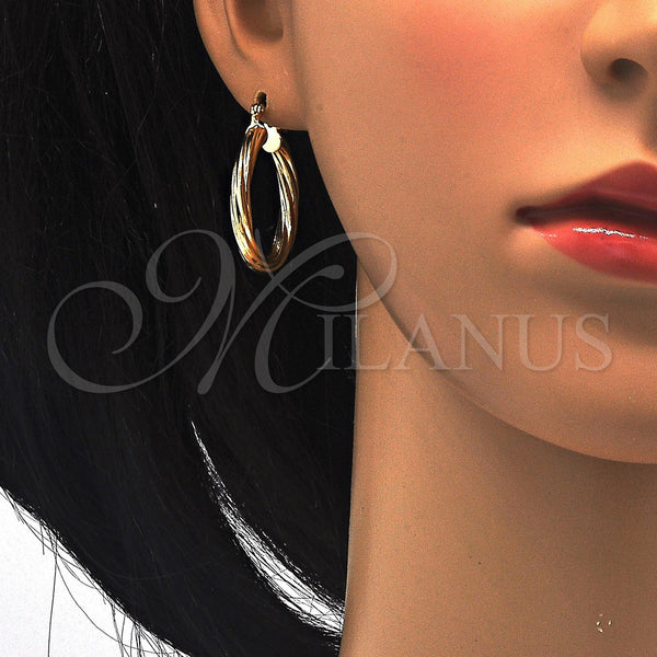 Gold Filled Hoop Earrings — Medium Hoop Hollow Design Polished 02. — alternate product view — SKU 108259 | Oro Laminado aretes de aro — Medium Hoop Hollow diseño pulido 02. — SKU 108259