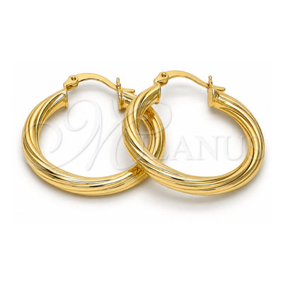 Oro Laminado Medium Hoop, Gold Filled Style Hollow Design, Polished, Golden Finish, 02.170.0201.30