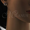Oro Laminado Stud Earring, Gold Filled Style Flower Design, with Multicolor Cubic Zirconia, Polished, Golden Finish, 02.210.0040.1