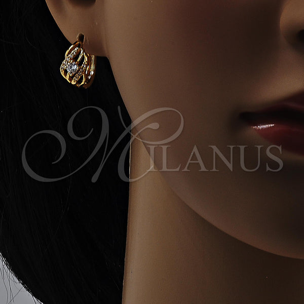 Gold Filled Hoop Earrings — Small Hoop with White Cubic Zirconia Polished 02. — alternate product view — SKU 108275 | Oro Laminado aretes de aro — Small Hoop with blanco Cubic Zirconia pulido 02. — SKU 108275