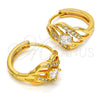 Oro Laminado Small Hoop, Gold Filled Style with White Cubic Zirconia, Polished, Golden Finish, 02.237.0012.15