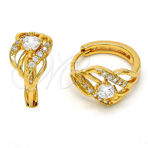 Gold Filled Hoop Earrings — Small Hoop with White Cubic Zirconia Polished 02. — main product view — SKU 108275 | Oro Laminado aretes de aro — Small Hoop with blanco Cubic Zirconia pulido 02. — SKU 108275