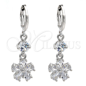 White Gold Filled Ring — Long Earring Flower Design with White Cubic Zirconia — main product view — SKU 108277 | Oro Laminado Blanco anillo — Long Earring flor diseño with blanco Cubic Zirconia — SKU 108277