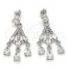 Rhodium Gold Filled Long Earring, Teardrop Design, with White Cubic Zirconia, Polished, Rhodium Finish, 02.206.0054.2