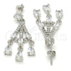 Rhodium Gold Filled Long Earring, Teardrop Design, with White Cubic Zirconia, Polished, Rhodium Finish, 02.206.0054.2