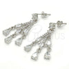 Rhodium Gold Filled Long Earring, Teardrop Design, with White Cubic Zirconia, Polished, Rhodium Finish, 02.206.0054.2