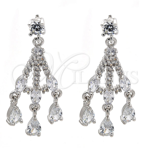 White Gold Filled Ring — Long Earring Teardrop Design with White Cubic Zirconia — main product view — SKU 108302 | Oro Laminado Blanco anillo — Long Earring Teardrop diseño with blanco Cubic Zirconia — SKU 108302