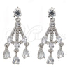 Rhodium Gold Filled Long Earring, Teardrop Design, with White Cubic Zirconia, Polished, Rhodium Finish, 02.206.0054.2