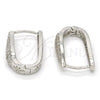Rhodium Gold Filled Huggie Hoop, with White Micro Pave, Polished, Rhodium Finish, 02.217.0025.1.15