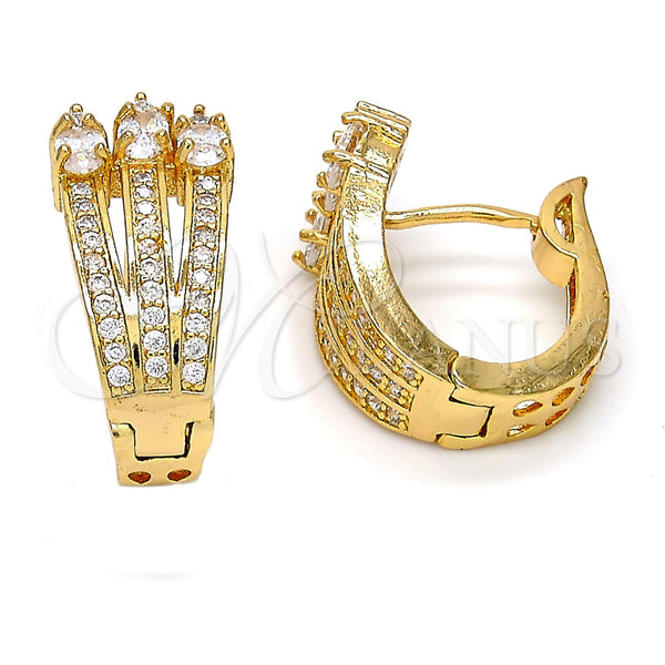 Gold Filled Hoop Earrings — Huggie Hoop with White Micro Pave Polished 02. — main product view — SKU 108320 | Oro Laminado aretes de aro — Huggie Hoop with blanco Micro Pave pulido 02. — SKU 108320