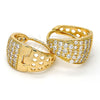 Oro Laminado Huggie Hoop, Gold Filled Style with White Cubic Zirconia, Polished, Golden Finish, 02.217.0030.20