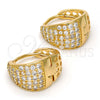 Oro Laminado Huggie Hoop, Gold Filled Style with White Cubic Zirconia, Polished, Golden Finish, 02.217.0030.20