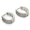 Rhodium Gold Filled Huggie Hoop, with White Cubic Zirconia, Polished, Rhodium Finish, 02.217.0031.1.15