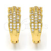 Oro Laminado Huggie Hoop, Gold Filled Style with White Micro Pave, Polished, Golden Finish, 02.217.0034.20